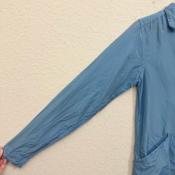 CP SHADES Teton Tunic Top Light Blue Long Sleeve Cotton Silk Blend - Picture 5 of 12